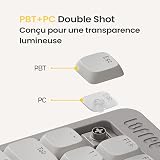 Flow Lite84 Keys Low Profile Mechanical Keyboard, Swappable Rechargeable Wireless Keyboard with 2.4G Receiver, Bluetooth and Wired Connection for Windows,Mac/Linear Switches(Off-White)US-Layout - 3