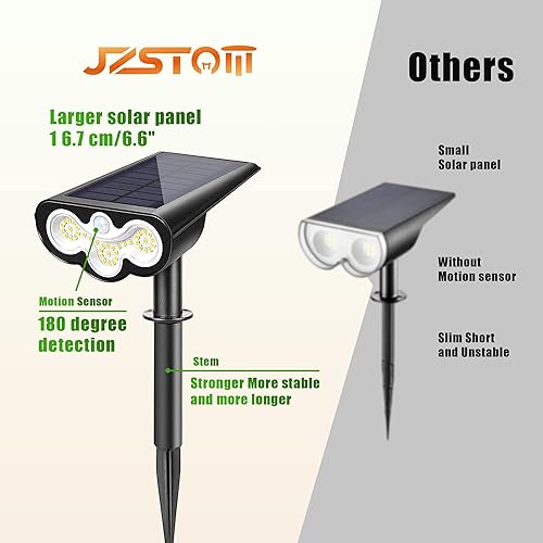 Miniatura 3 de Focos solares con sensor de movimiento para exteriores, paquete de 2, 39 focos LED, luces de pared, IP65, impermeables, para paisaje, exteriores, 3