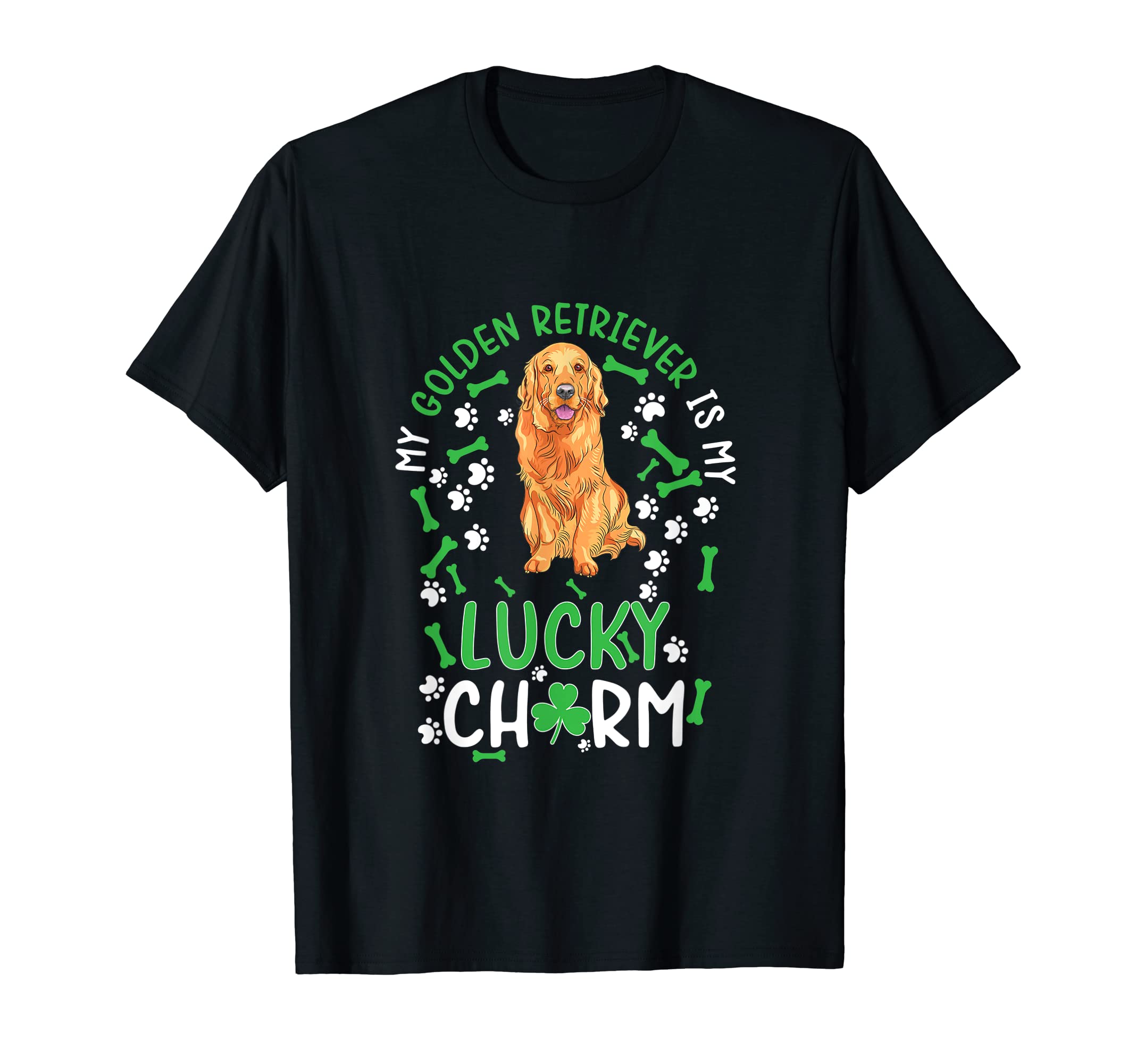 Golden Retriever lovers paw print St Patrick's dayMy Golden Retriever is My Lucky Charm dog st Patrick's day T-ShirtOEKO-TEX STANDARD 100