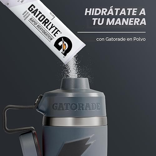 Miniatura 6 de Gatorade 'Overtime' - Botella de agua de acero inoxidable de 22 onzas, tapa giratoria, color gris