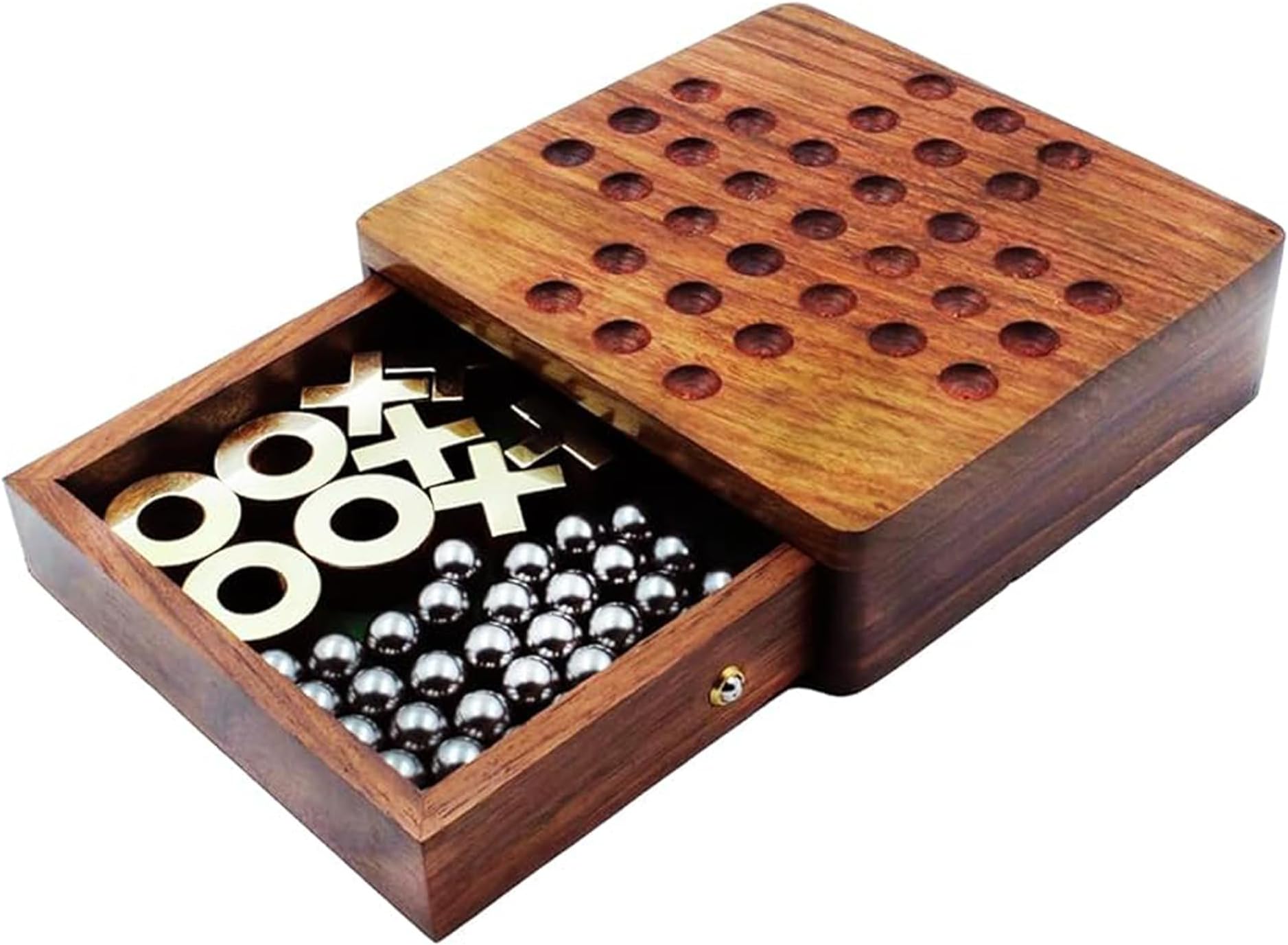 Adult,Kid Wooden Board Game Tic Tac Toe+Solitare Two In One Brain Vita + Zero Kati Game,Best Birth Day Gift,Mind Teasing Game