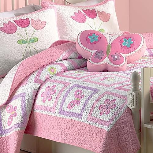 Miniatura 7 de Cozy Line Home Fashions - Juego de ropa de cama con diseño de tulipán, mariposa, flores rosas, reversible, 100 % de algodón