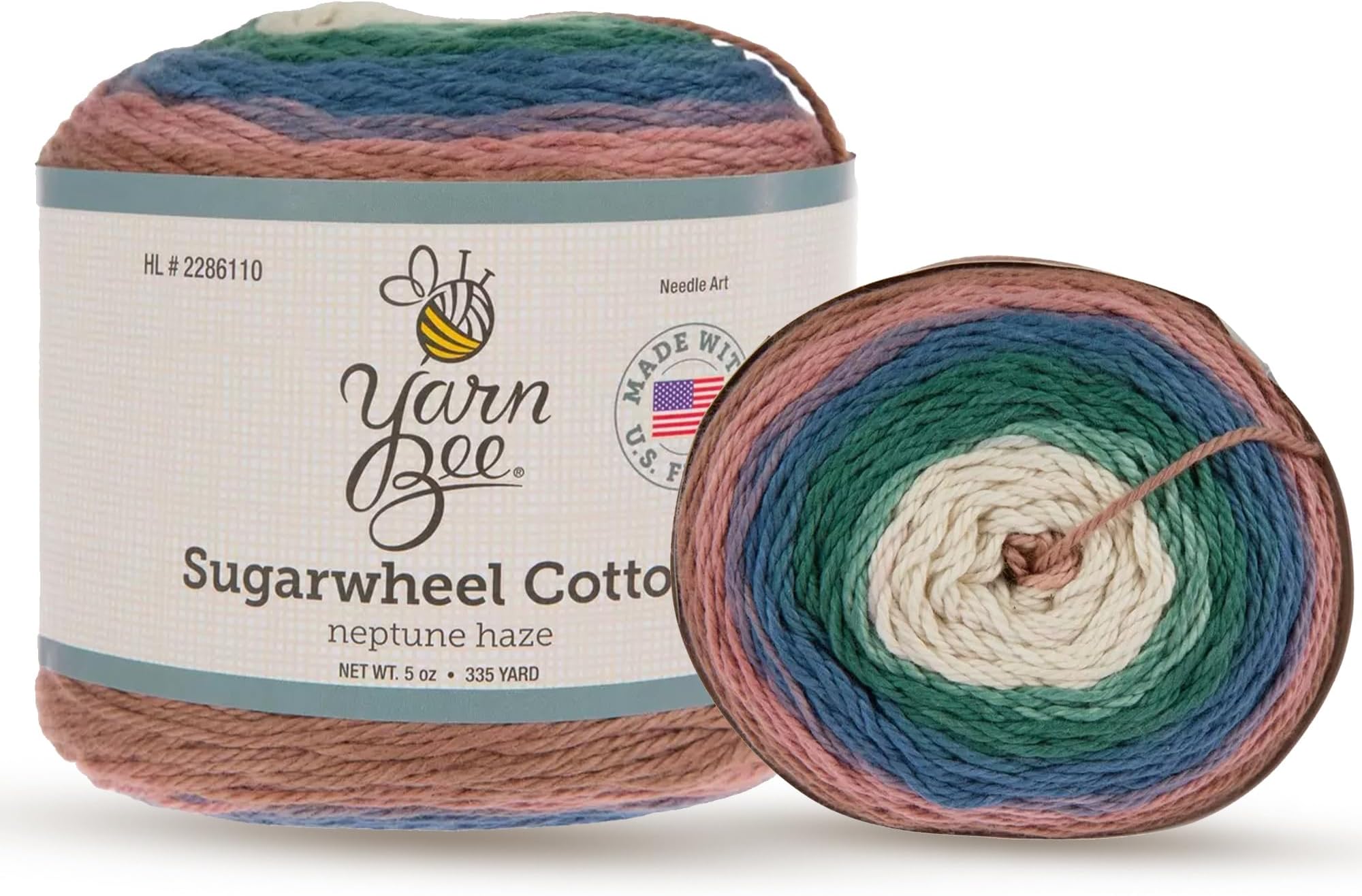Yarn Bee 3 - Light Cotton Yarn Skein 335 Yards for Crocheting & Knitting Blankets, Hats & More Craft Supplies in Neptune Haze