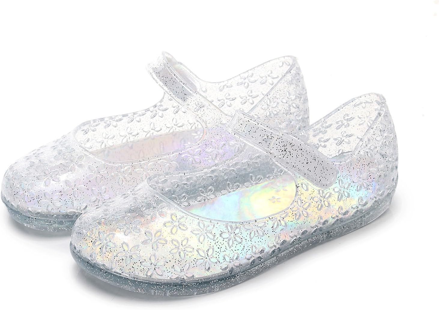 Little Girls Jelly Sandals 2026 Glitter Mary Janes Princess Flats Floral Textured Summer Party Toddler Kids Footwear
