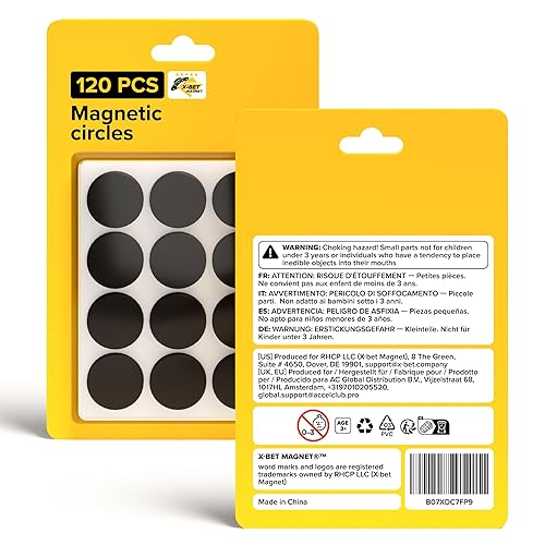 Miniatura 17 de X-bet MAGNET Imanes redondos flexibles con respaldo adhesivo, (100 puntos magnéticos de 0.8 x 0.08 pulgadas) para pizarra blanca, nevera