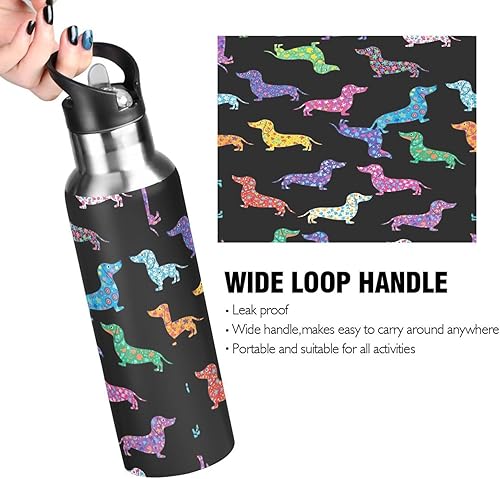 Miniatura 4 de Insulated Water Bottle 32 Oz, Leakproof Water Bottles for Gym Outdoor Travel School, Dachshund Dogs Black