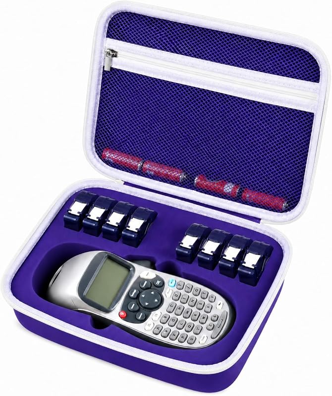 ALKOO Hard Travel Case for DYMO LetraTag LT-100H Label Maker | Hard EVA Shell, 8-Tape Capacity, Mesh Pocket for Batteries and Adapter, Work, School or Home, Case Only