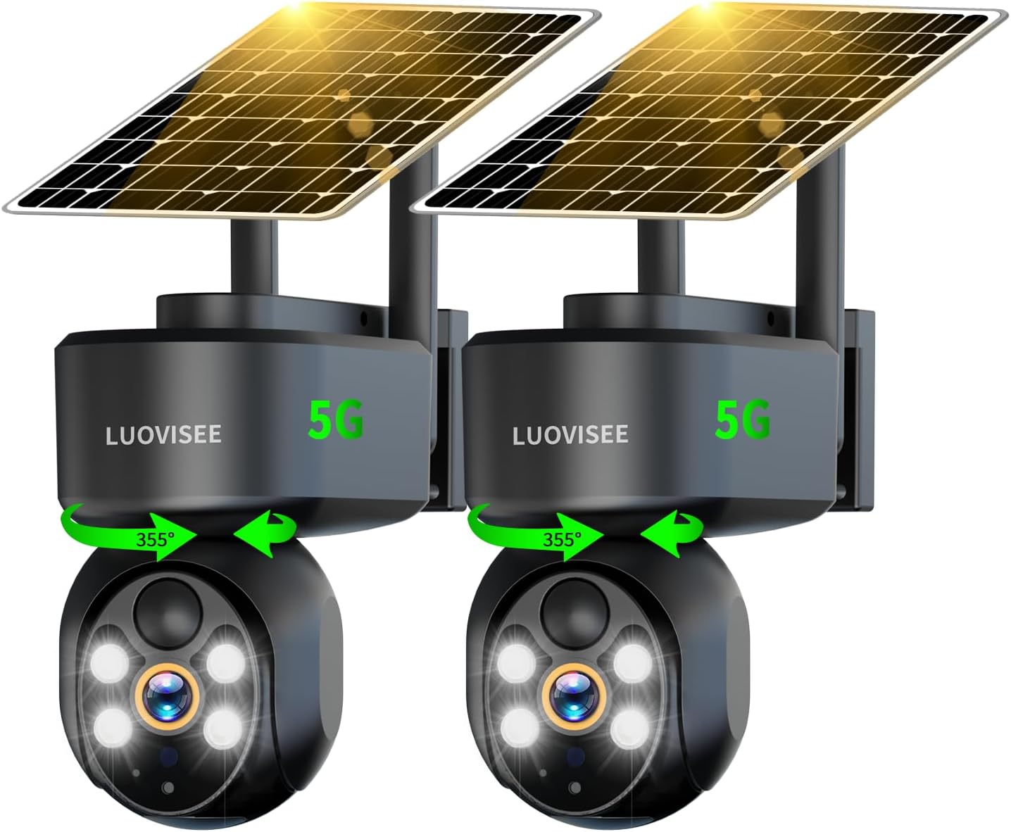 2.4&5G WiFi Security Camera Wireless Outdoor 2 Packs,360° PTZ Solar Camera Outdoor Wireless for Home Security,Compatible with Alexa,AI Motion Detection,PIR Siren,Cloud & SD Card Storage, 2-Way Audio