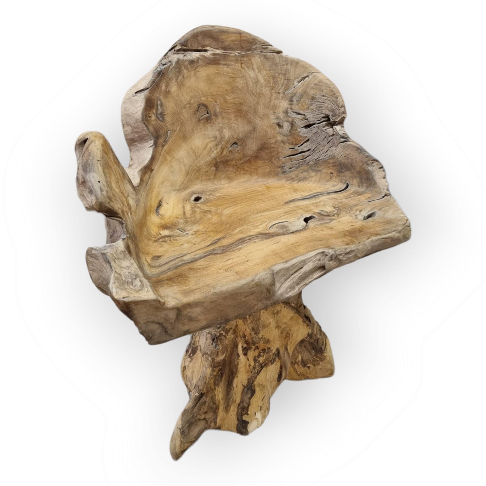 Kinaree Sedia in legno massello di teak – Poltrona in legno naturale fatta a mano in teak – Sedia rustica in legno massello in stile asiatico – Mobili unici in radice
