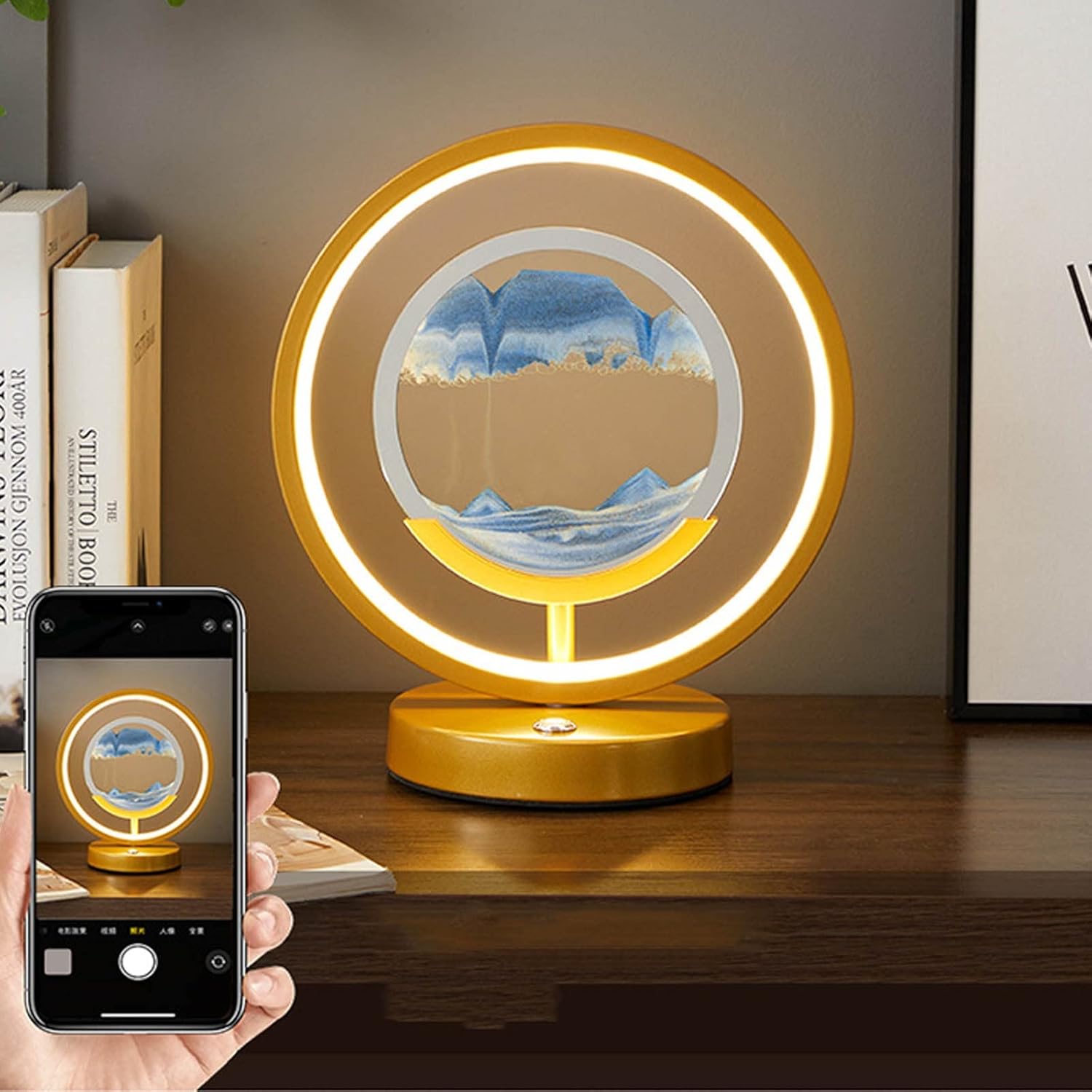 砂時計のテーブルランプ、LEDクイックアンドペインティング画像
