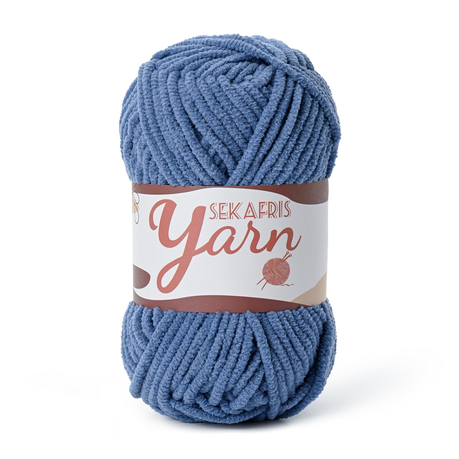 Chenille Yarn for Crocheting Plush Blanket Crochet Yarn Navy Blue