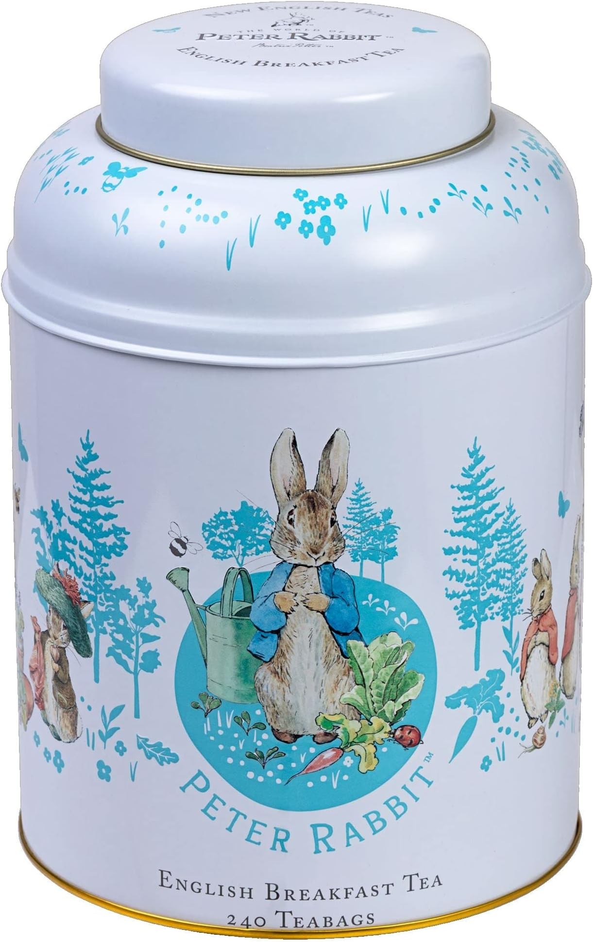 Peter Rabbit Tea Tin in Classic Design with 240 English Breakfast Teabags, Beatrix Potter