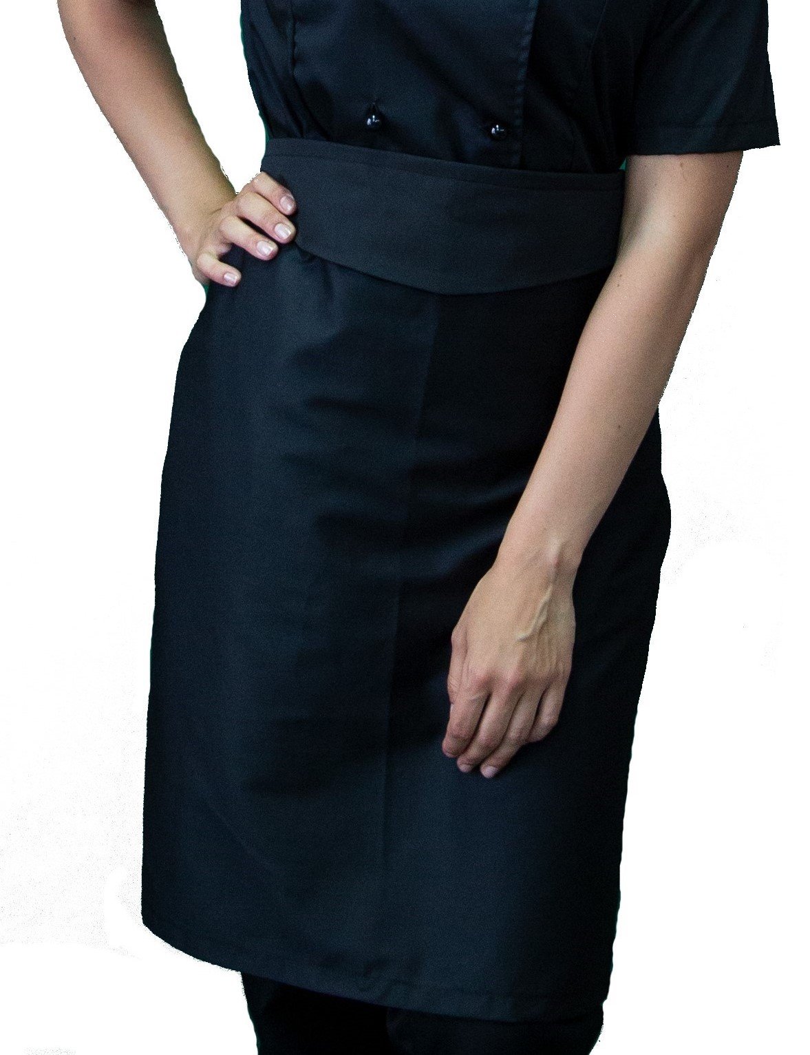Ricamo Gratuito - Completo Cuoco Donna Nero, un Petto - Divisa Chef Personalizzabile - Giacca, Pantaloni e Grembiule - Uniforme per Cucina e Ristorante - Made in Italy