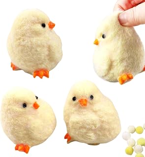 Handmade Chicken Squishy Toys，Cute Ultra Soft Chick Squeeze Fidget Toys for Stress Relief ，Kawaii Sticky Squishies AnimalsToys for Adults Kids,Sensory Toys Used for Decorative Easter Egg (3Pack)