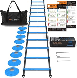 Soccer Training Equipment Agility Ladder Set, Sports Speed & Agility Training Equipment Kit with Cones & Drills, Speed Tra...