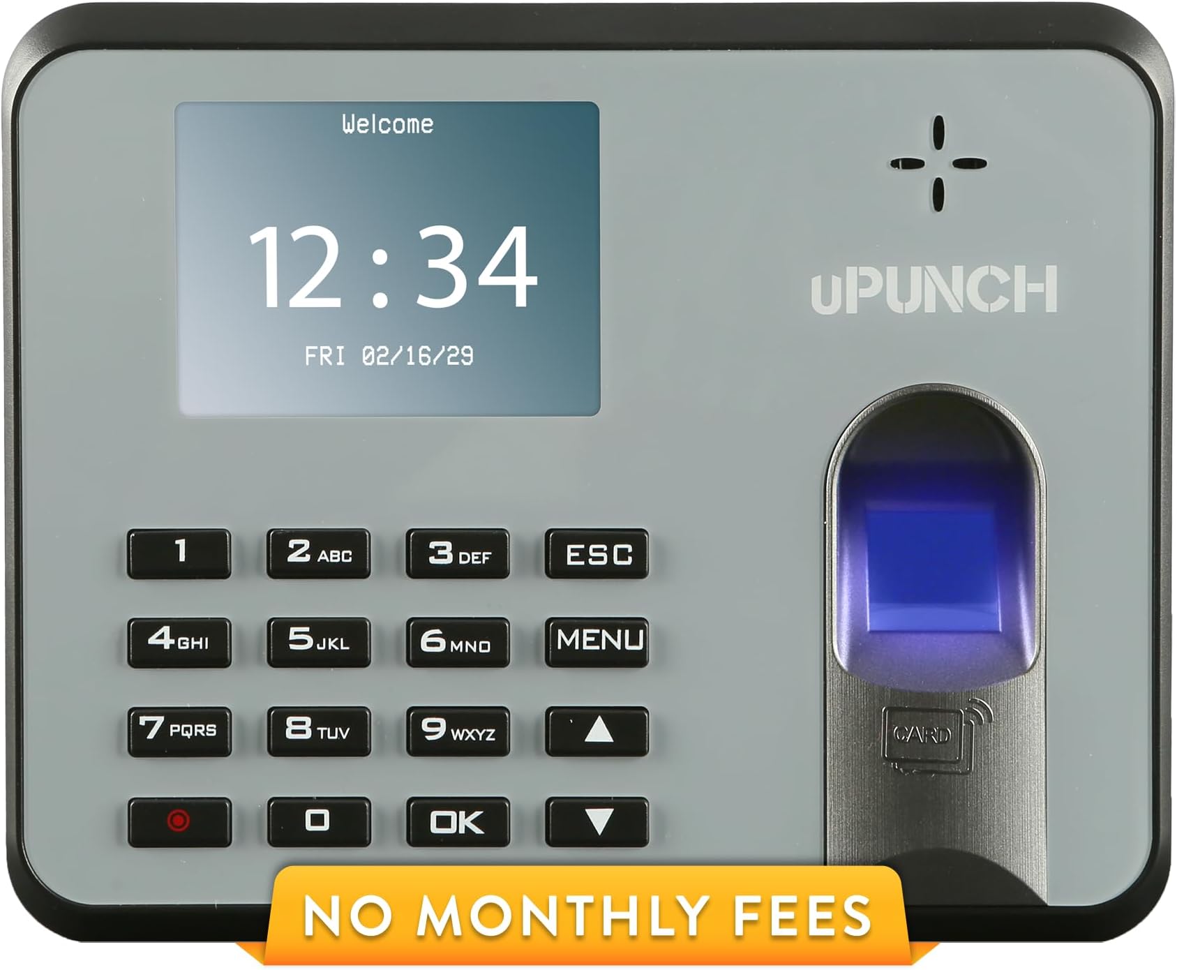 uPunch MK1000 Biometric Fingerprint/Proximity Time Clock for Employees | Small Business Time Tracking System with RFID, and PIN Options (No Monthly Fee)