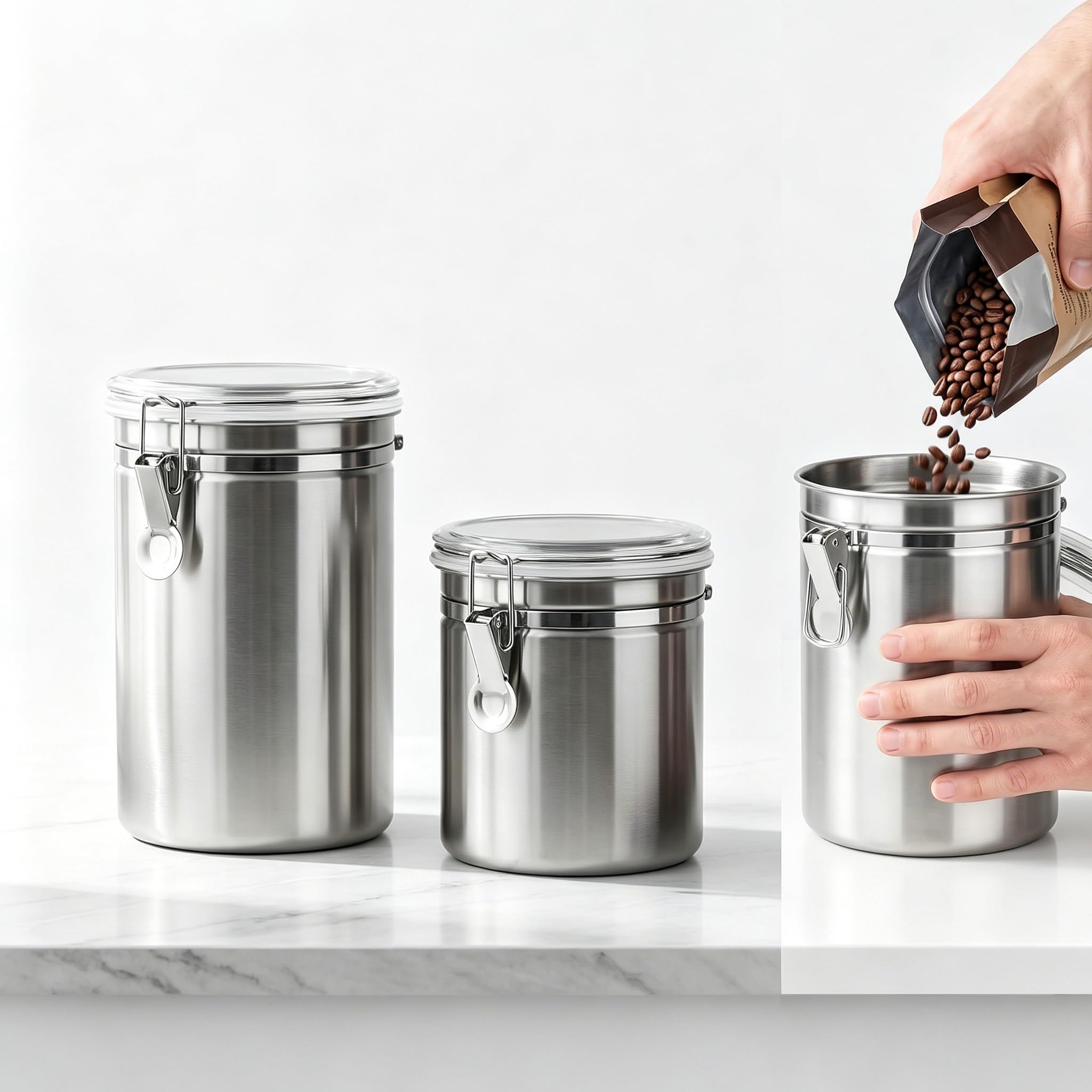 Wihozte Set of 2 Coffee Canisters Airtight with Lid for Tea Sugar Beans