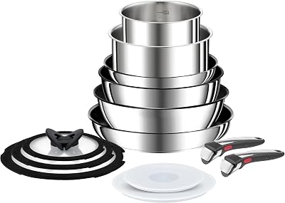 Tefal Ingenio Preference ON 13 Piece Set, Pots & Pans Set, Stackable, Stainless Steel, Easy Cleaning, Non-Stick Coating, Removable Handle, Heat Indicator, Induction, L9749432