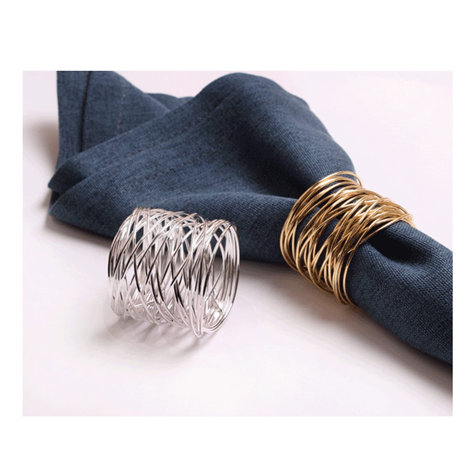 Anelli per Tovaglioli Anello per tovaglioli a rete rotonda, oro o argento decorativo anello di tovagliolo set, adatto per matrimoni banchetti feste di compleanno (confezione da 10) Fibbia per Tovaglio