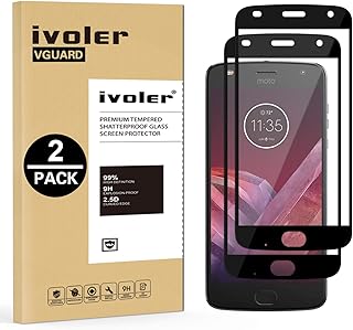 iVoler [2 Unidades] Protector de Pantalla para Motorola Moto Z2 Play, [Cobertura Completa] Cristal Vidrio Templado Premium, [Dureza 9H] [Anti-Ara?azos] [Sin Burbujas]