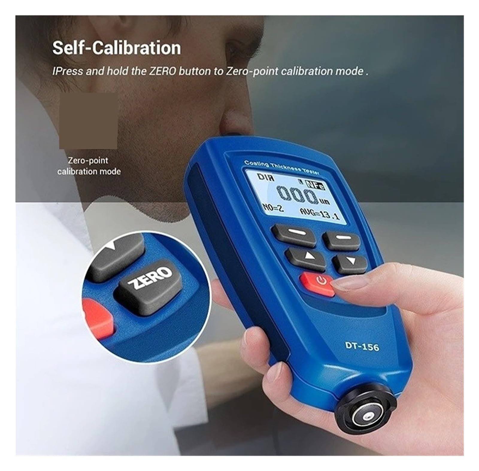 Miernik grubości powłoki DT-156 1250um z podwójnym prądem magnetycznym i mikronami do lakieru samochodowego, metalu motoryzacji Z automatyczną kalibracją(Blue)