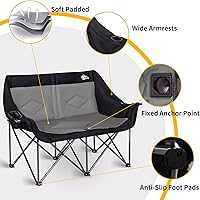 Vista 6 de Silla de Camping para 2 Personas Silla de Camping Loveseat Silla de Camping Doble Plegable Extra Grande Silla de Camping Resistente Silla