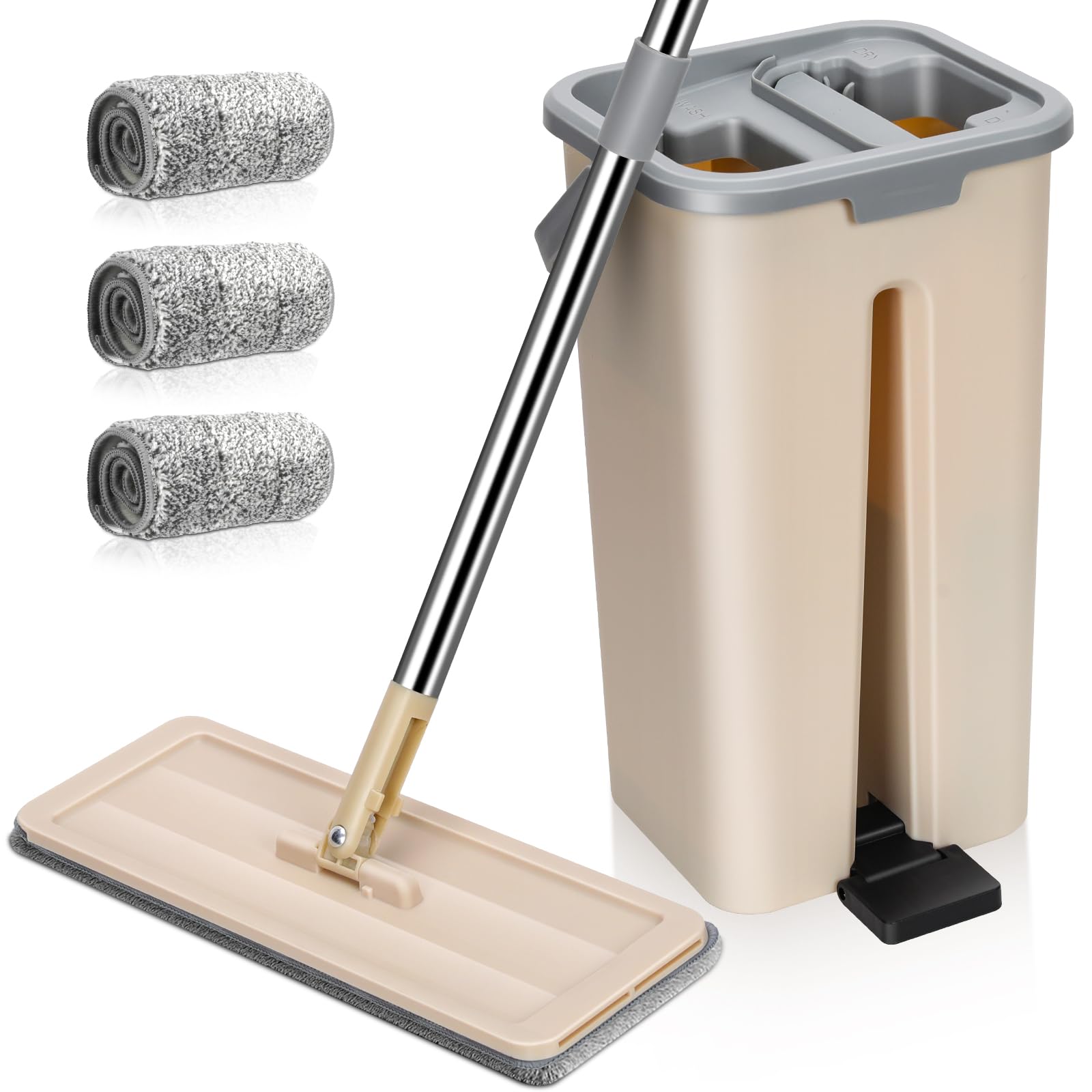 Masthome モップ バケツ 絞り器セット フロアモップ 乾湿両用 水拭きモ…