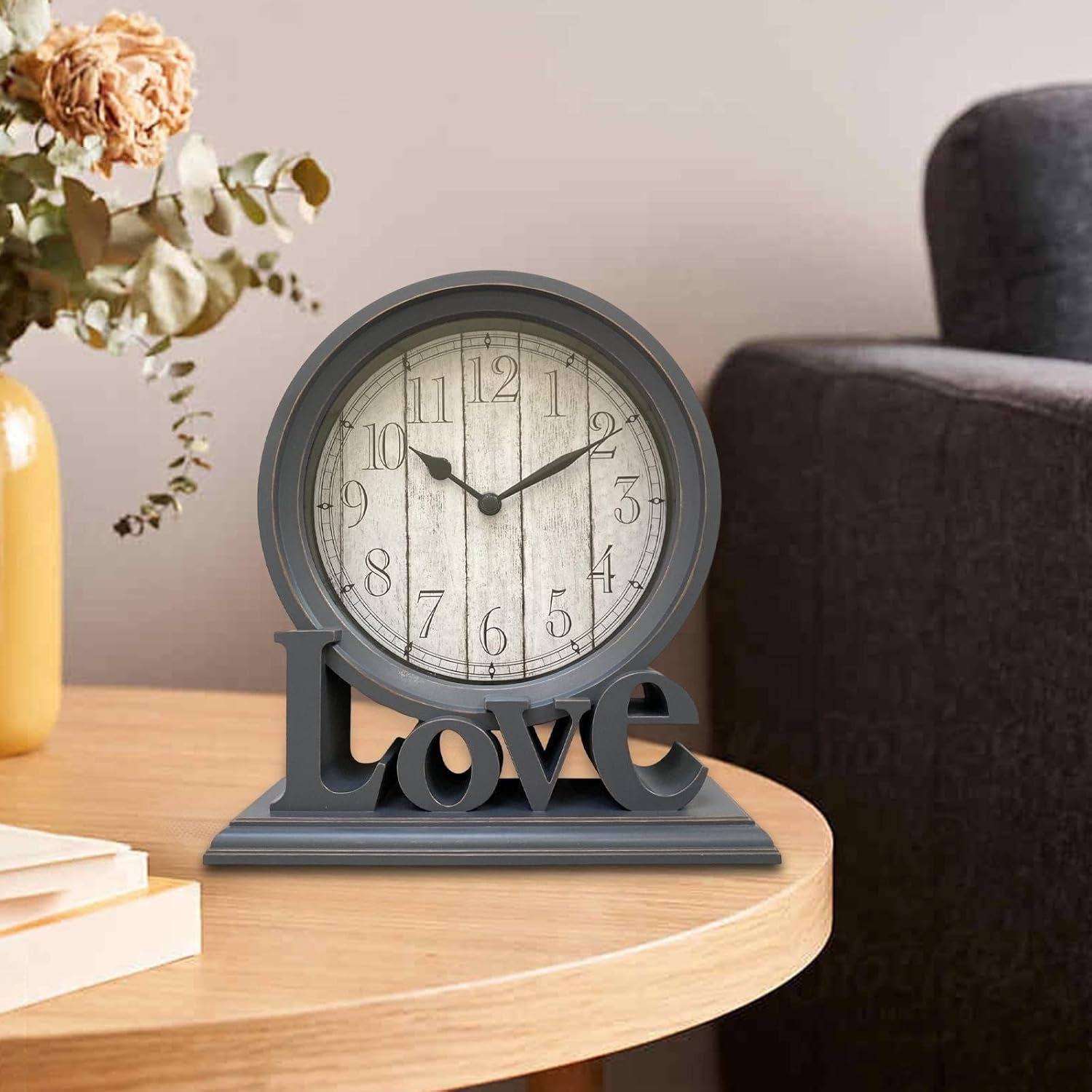 Clocks Bedroom Wall Decor Style Desk Clock Mantel Clocks Shelf Non Ticking Table Clocks Silent for Bedside Office Farmhouse Housewarming Home Living Room Wall Decor(White) (White One Size)