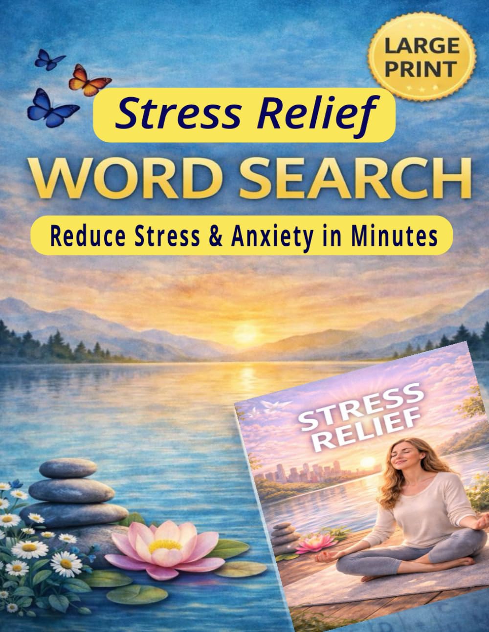 Stress Relief WORD SEARCH: Reduce Stress & Anxiety in Minutes | Large Print Puzzles for Adults & Seniors Total 129 Pages size 8.5 x 11 inches (SWEAR WORD SEARCH)
