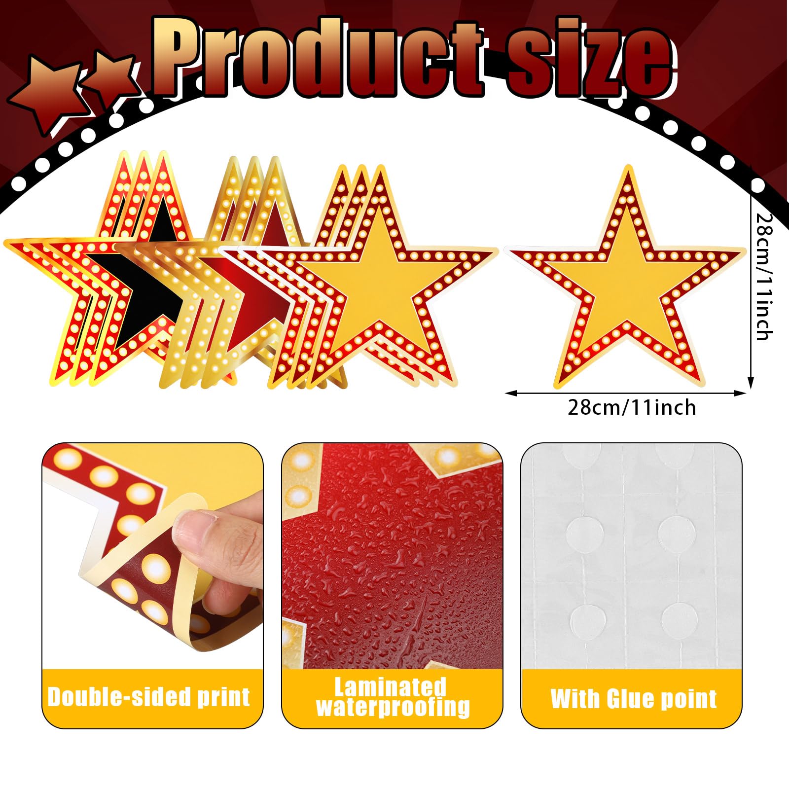 Geosar 48 Pcs Movie Star Cardboard Red Carpet Awards Night Cutouts Confetti Cutouts for Bulletin Board Movie Party Decoration Supply Wall (11 Inch)