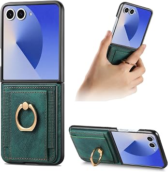 Samsung Galaxy Z Flip 7 ウォレットケース カードホルダー付き グリーン