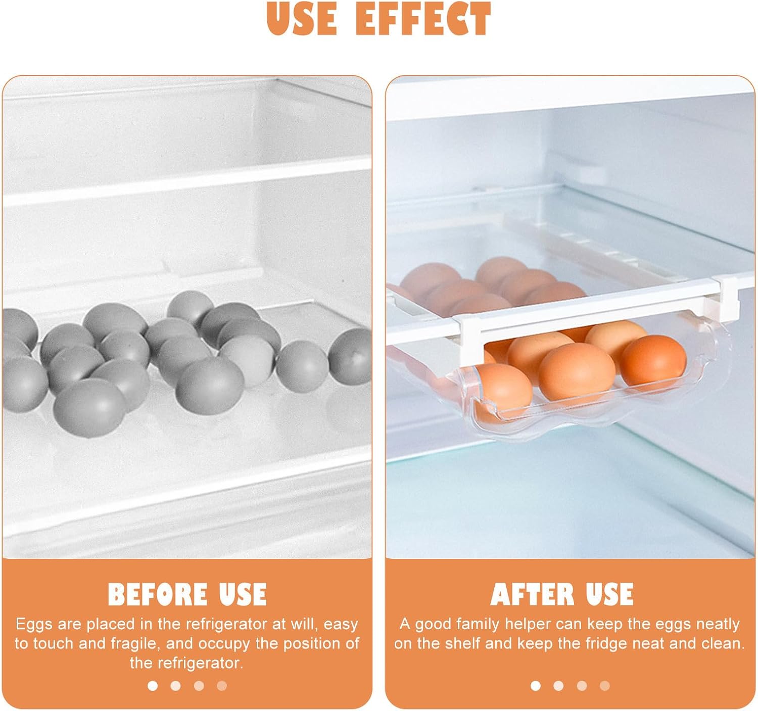 Refrigerator Egg Storage Box Drawer Organizer with Individual Slots