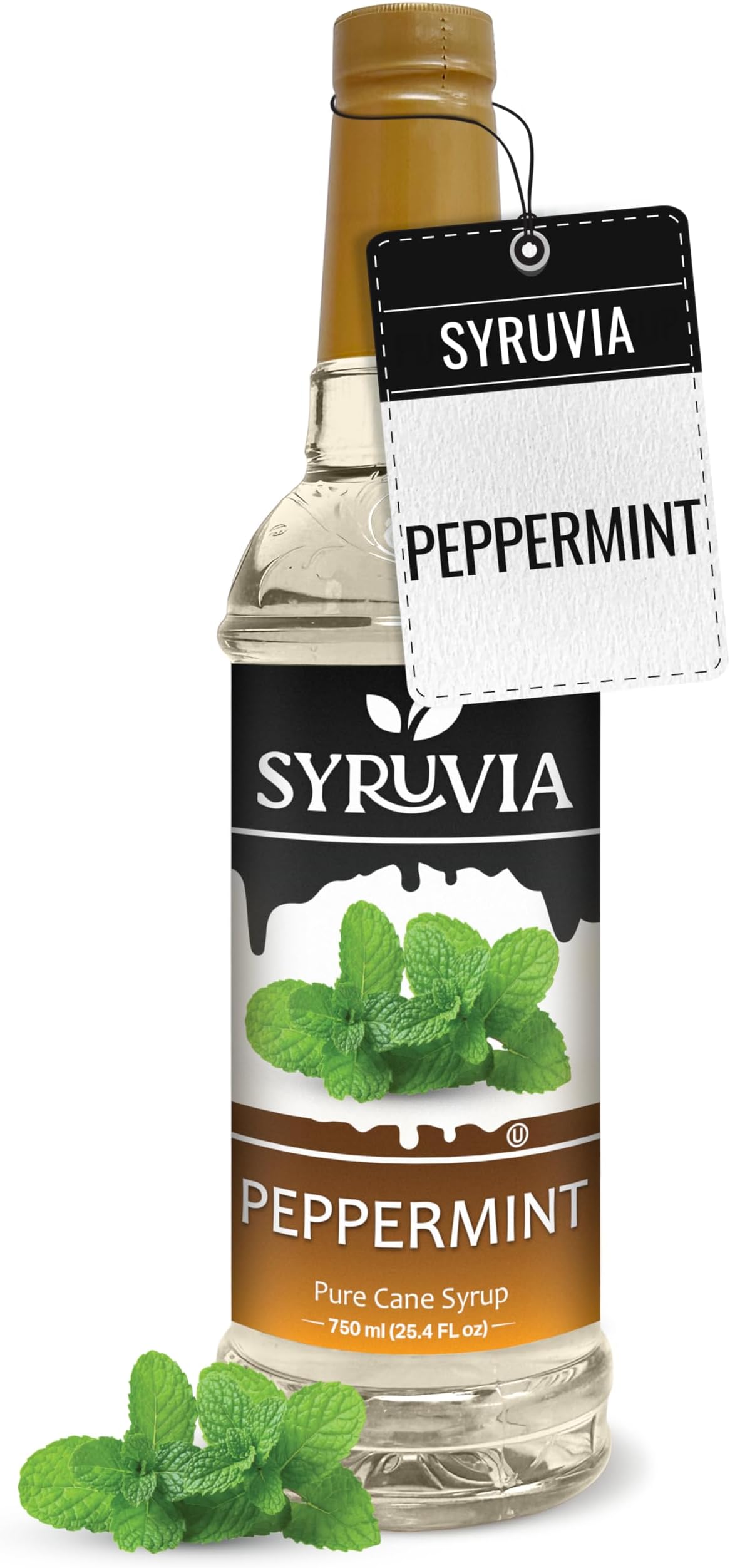 Syruvia Peppermint Syrup for Coffee, Flavored Syrup for Drinks, Lattes, and Desserts – 25.4 fl oz