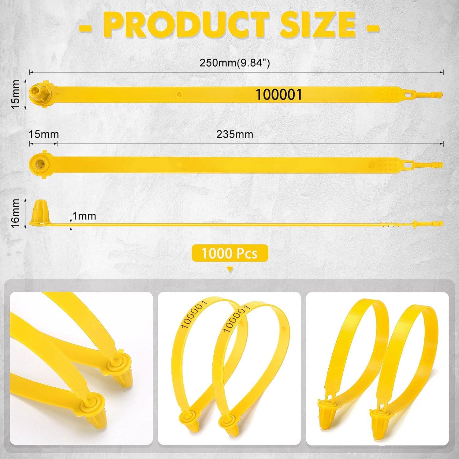 Roowest 1000 Pcs Plastic Truck Trailer Door Seals, Tamper Evident Security Tags, Numbered Safety Disposable Locks for Container Logistics Transport Package Shipping(Yellow) - Image 2