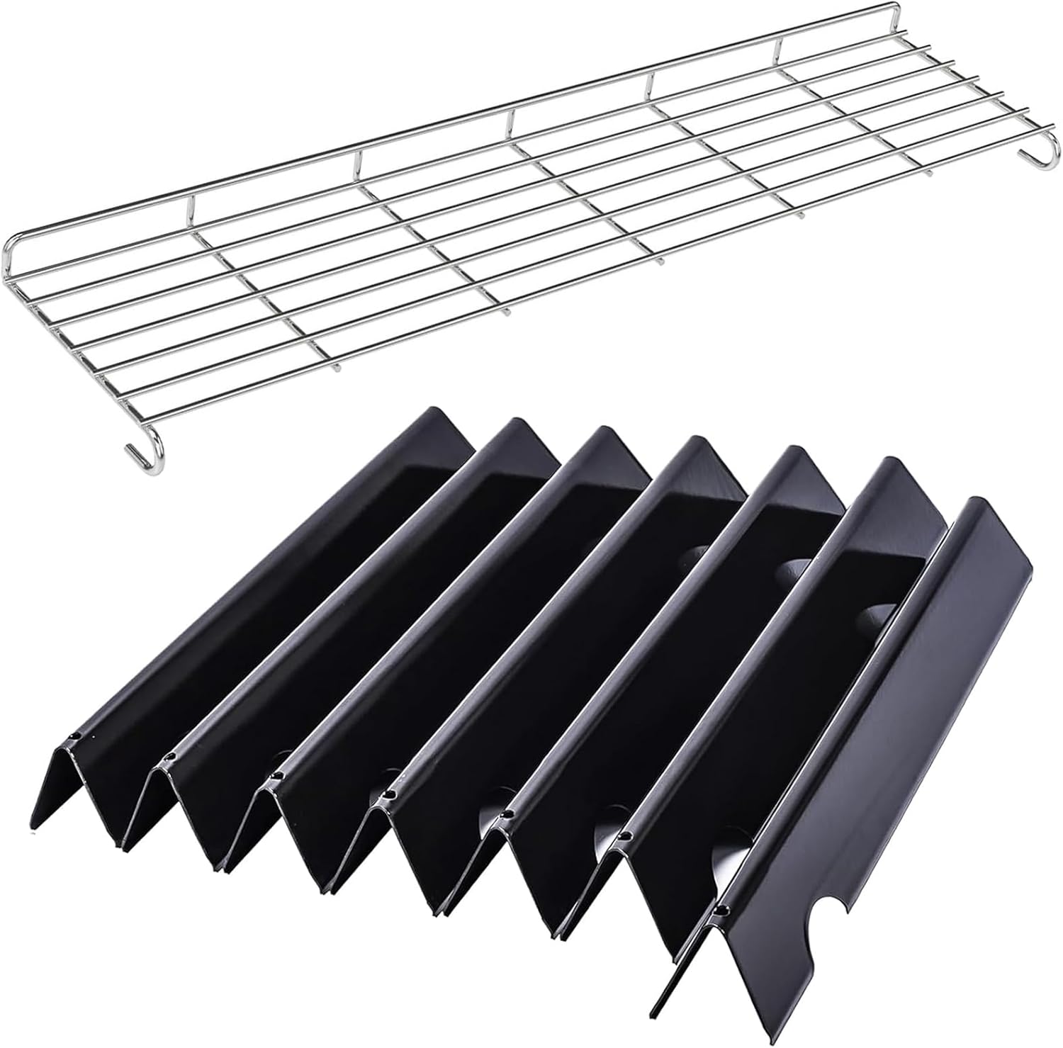 66033 Porcelain Steel Flavorizer Bars & Stainless Steel Warming Rack for Weber Genesis II 400 Gas Grills Genesis II E-410/435, Genesis II S-410/435