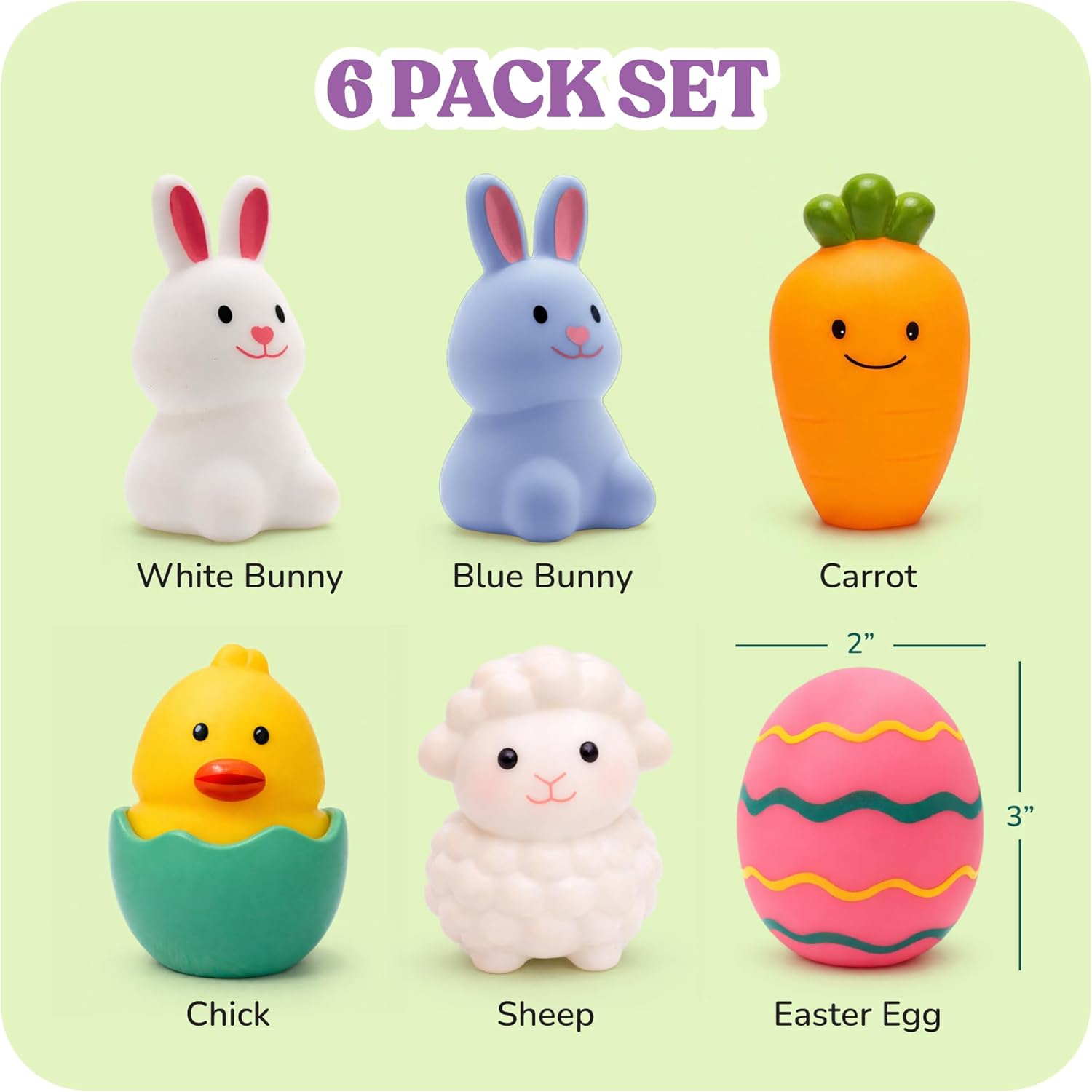 ArtCreativity Easter Basket Stuffers for Toddlers, Mold Free Bath Toys, 6 Pack, No Hole Easter Bath Toys, Soft Squeezable Bathtub Toys for Baby & Toddler, Great Easter Gifts for Kids 6 Month+