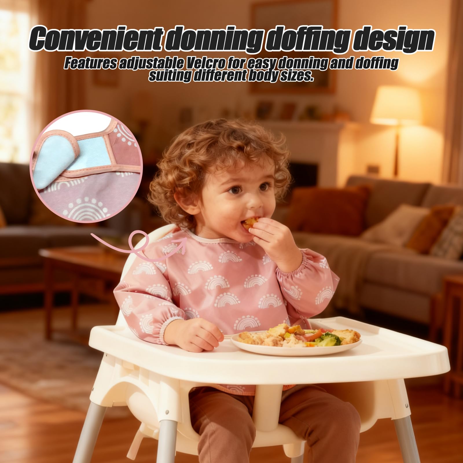 Bavaglini con Maniche Impermeabile per Bambini, Bavaglino a Manica Lunga per Mangiare e Dipingere
