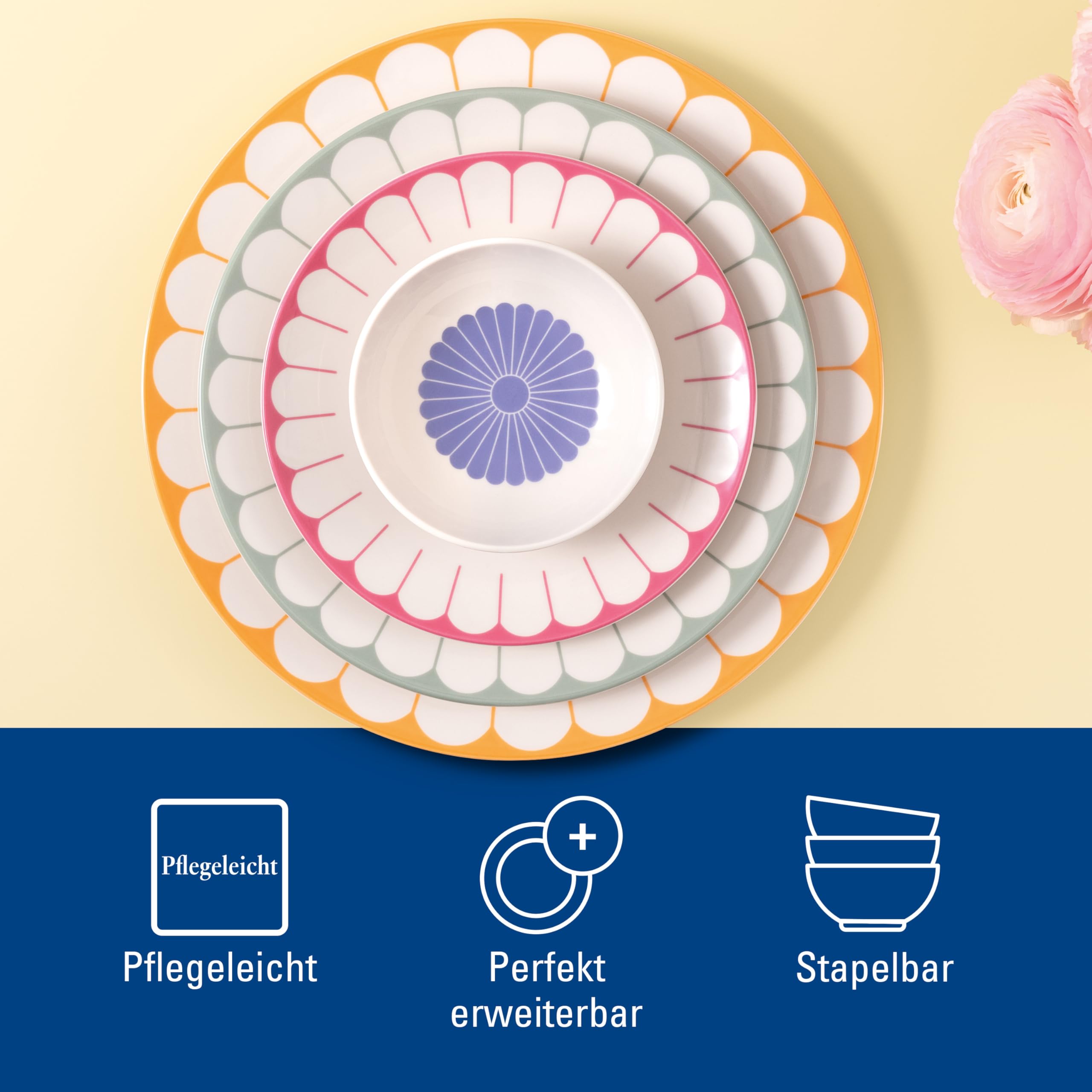 Villeroy & Boch - Fleur couleur Servierteller groß mehrfarbig, Spülmaschinenfest, Mikrowellensicher, Präsentationsplatte, Serviertablett, Servierteller Blumenmuster, Snackteller, Premium Porzellan