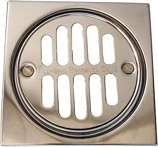 LASCO 03-1245 Shower Drain Trim Kit with 3 1/2-Inch Grid Strainer and Screw Holes, 4-Inch, Chrome Plated, 6 Piece