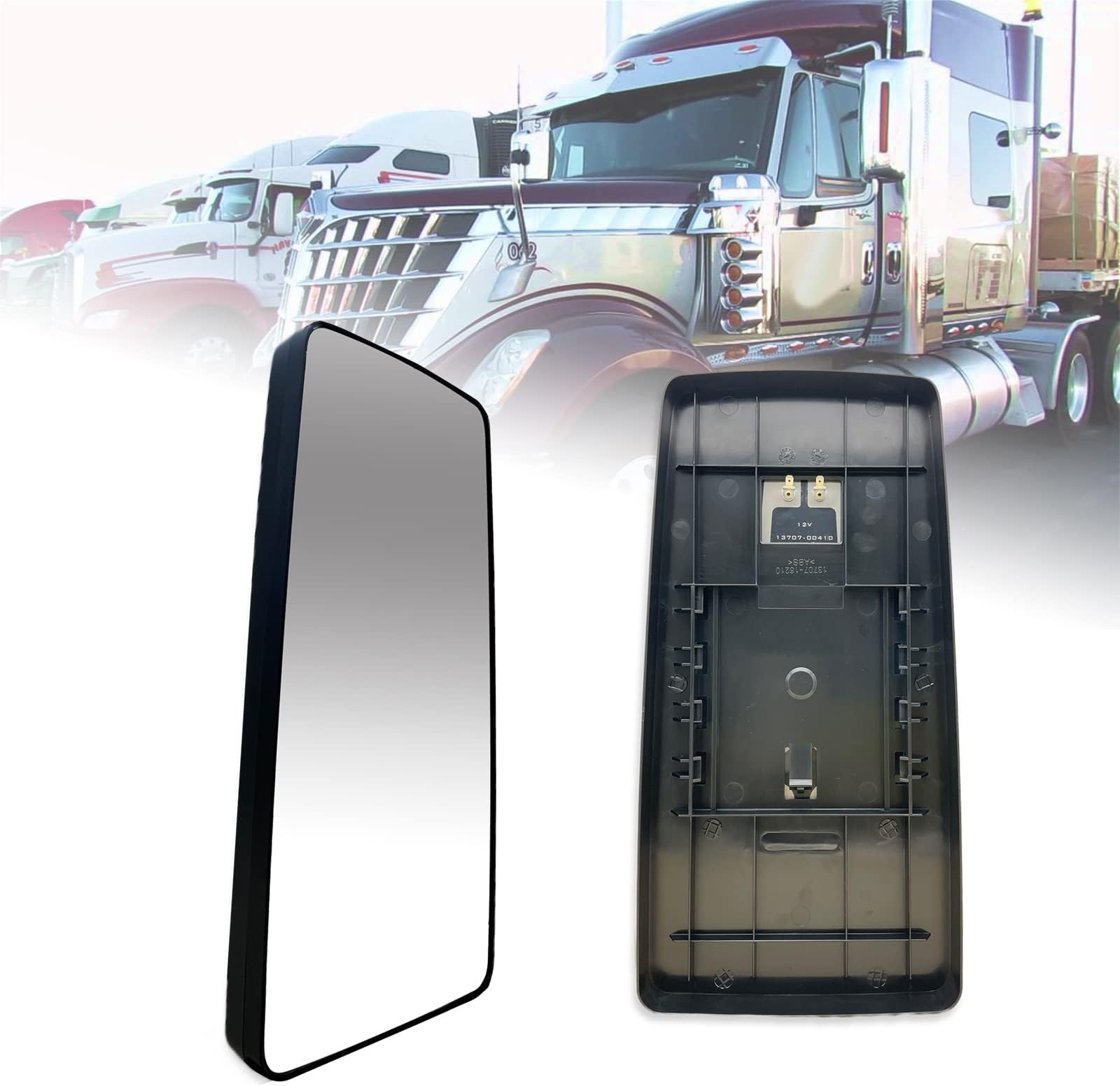 SPLENDID Replacement Mirror Glass for 2002-2017 International Durastar Workstar Prostar, Flat, Heated, High Reflective, Driver/Passenger Side