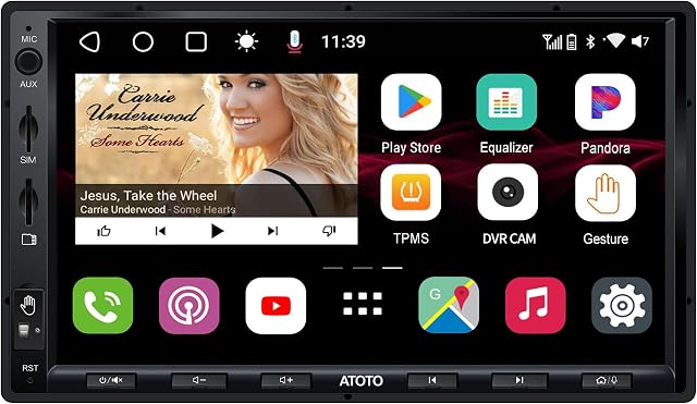 ATOTO S8 Ultra Podwójne Din 7 cali Android Samochodowe zestawy stereo, Wireless CarPlay & Android Auto, Podwójny Bluetooth, Obsługa gestów, VSV i LRV, Wbudowany modem komórkowy 4G, 4G+64G, S8G2A78UL-A