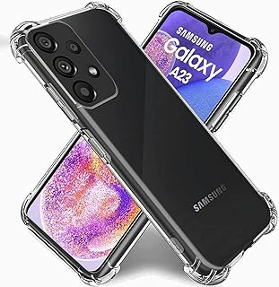 جراب خلفي من السيليكون والجل والبولي يوريثين المقاوم للحرارة الناعم مع حواف معززة مضادة للصدمات لهاتف سامسونج جالاكسي A23 شفاف زوبيتك