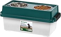 Vista 1 de IRIS Remington - Comedero elevado mediano de 13 libras/12 cuartos de galón con recipiente hermético de almacenamiento de alimentos para mascotas