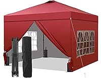 Vista 19 de GDY Tienda de campaña desplegable de 8 x 8 pies con una configuración de empuje, fácil de instalar con 4 paredes laterales para eventos, fiestas