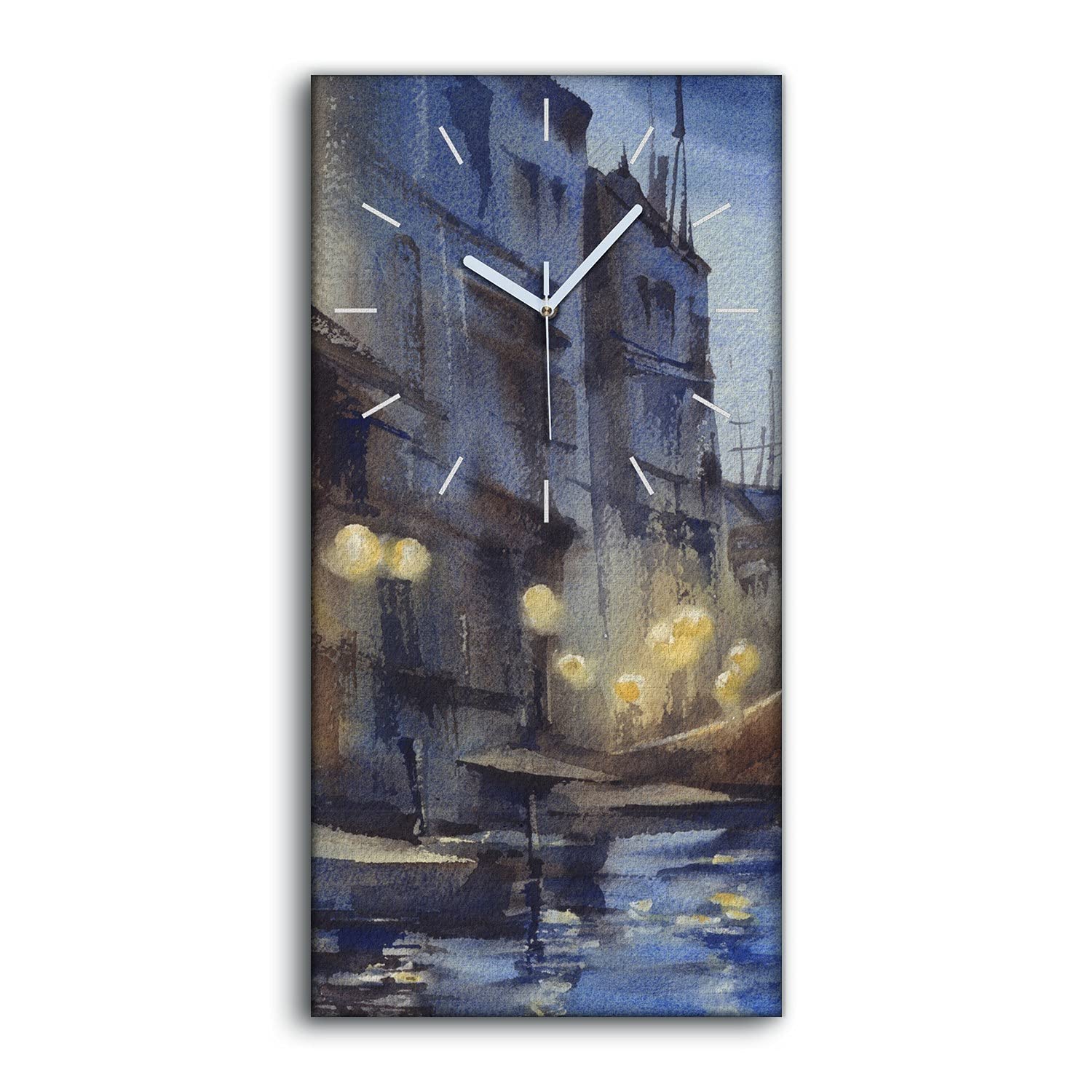 Horloge sur Toile 30x60cm Art Moderne Bateaux - Horloge Murale Silencieuse