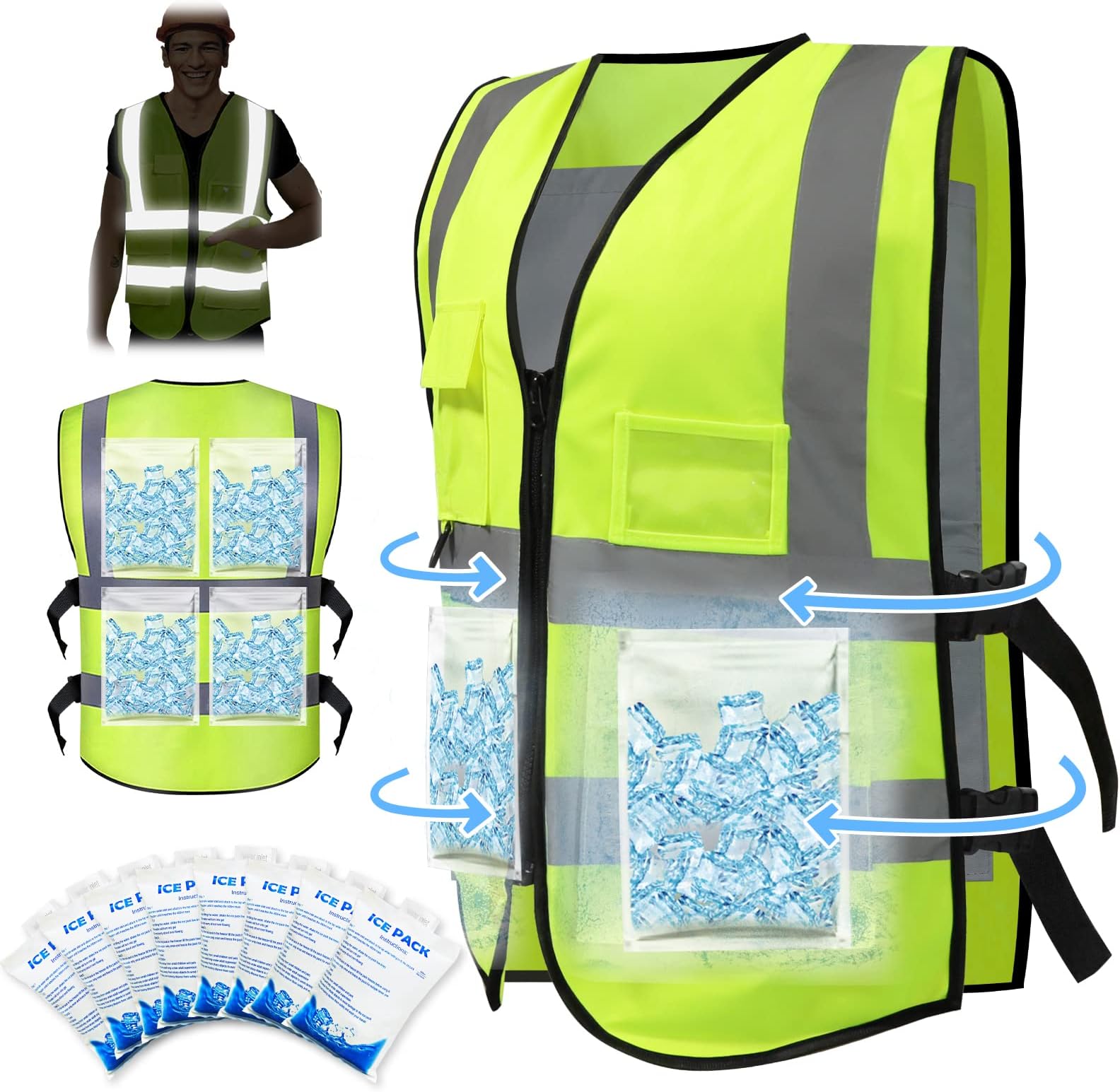 Cooling Ice Vest with 20pcs Ice Pack - Cooling Vest with Adjustable Strap Cool Vest with Pockets