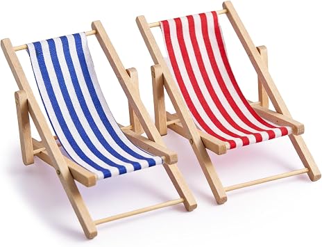 112 Miniature Beach Chair 2Pcs Dollhouse Furniture Accessories
