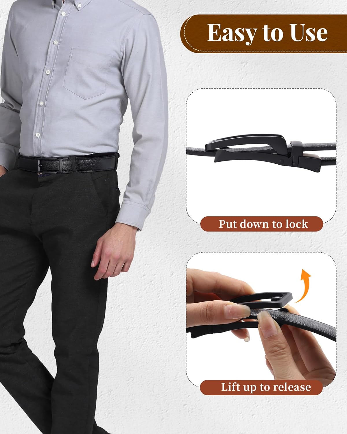 AWAYTR Ratchet Dress Belt for Men - Adjustable Comfort Click Belts for Jeans with Slide Buckle - Image 5