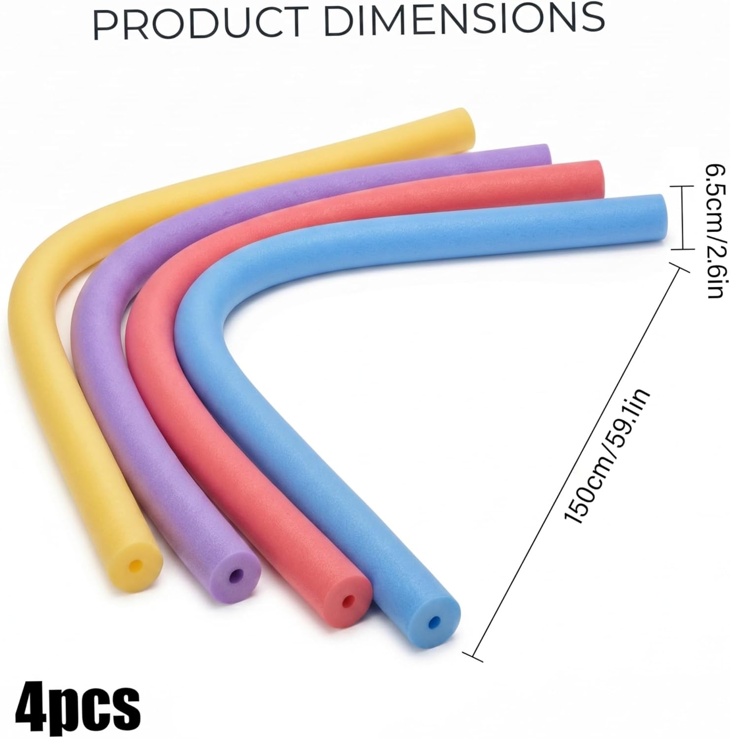 Pool Noodles Jumbo Jumbo Pool Noodles - 4 Pack Foam Swim Floats 59 Inch Hollow Floating for Kids Water Play Gymnastics and Blindfolded Games (Red Yellow Purple Blue)