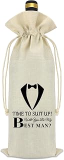 Best Man Proposal Gifts Wedding Gift for Groomsmen Wine Bag Bachelor Party Decorations Reusable Wine Bottle Bag with Drawstrings Engagement Wedding Gift for Brother Best Friend Friendship Gift